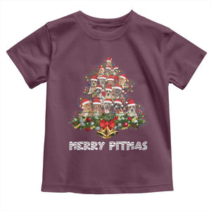 Funny Xmas Pitbull Baby Shirt Merry Pitmas Christmas Tree Dog Lover TS09 Maroon Print Your Wear