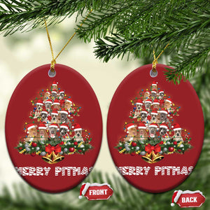 Funny Xmas Pitbull Christmas Ornament Merry Pitmas Christmas Tree Dog Lover TS09 Oval Red Print Your Wear