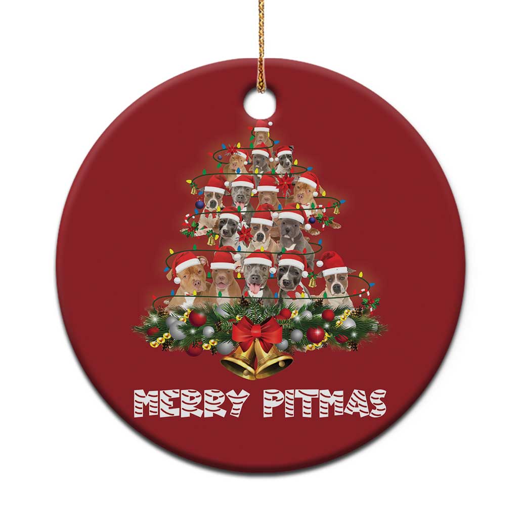 Funny Xmas Pitbull Christmas Ornament Merry Pitmas Christmas Tree Dog Lover TS09 Print Your Wear