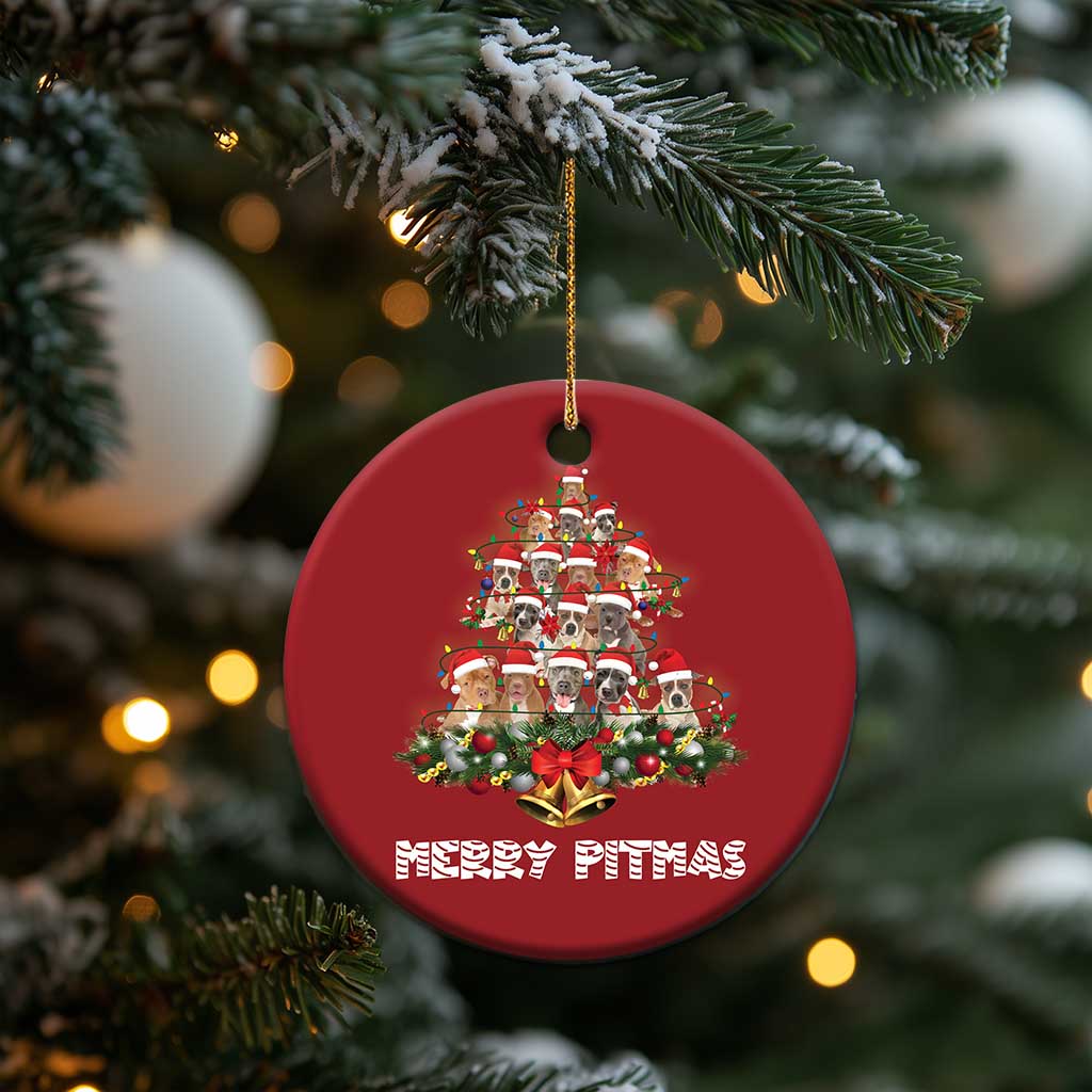 Funny Xmas Pitbull Christmas Ornament Merry Pitmas Christmas Tree Dog Lover TS09 Print Your Wear