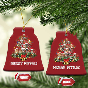 Funny Xmas Pitbull Christmas Ornament Merry Pitmas Christmas Tree Dog Lover TS09 Bell Flake Red Print Your Wear