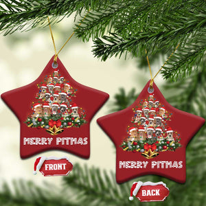 Funny Xmas Pitbull Christmas Ornament Merry Pitmas Christmas Tree Dog Lover TS09 Star Red Print Your Wear