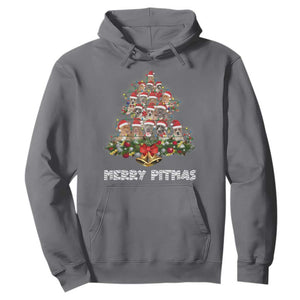 Funny Xmas Pitbull Hoodie Merry Pitmas Christmas Tree Dog Lover TS09 Charcoal Print Your Wear