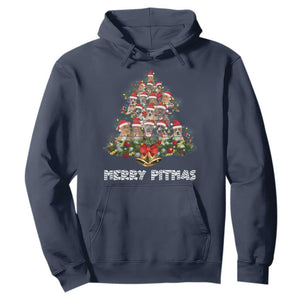 Funny Xmas Pitbull Hoodie Merry Pitmas Christmas Tree Dog Lover TS09 Navy Print Your Wear