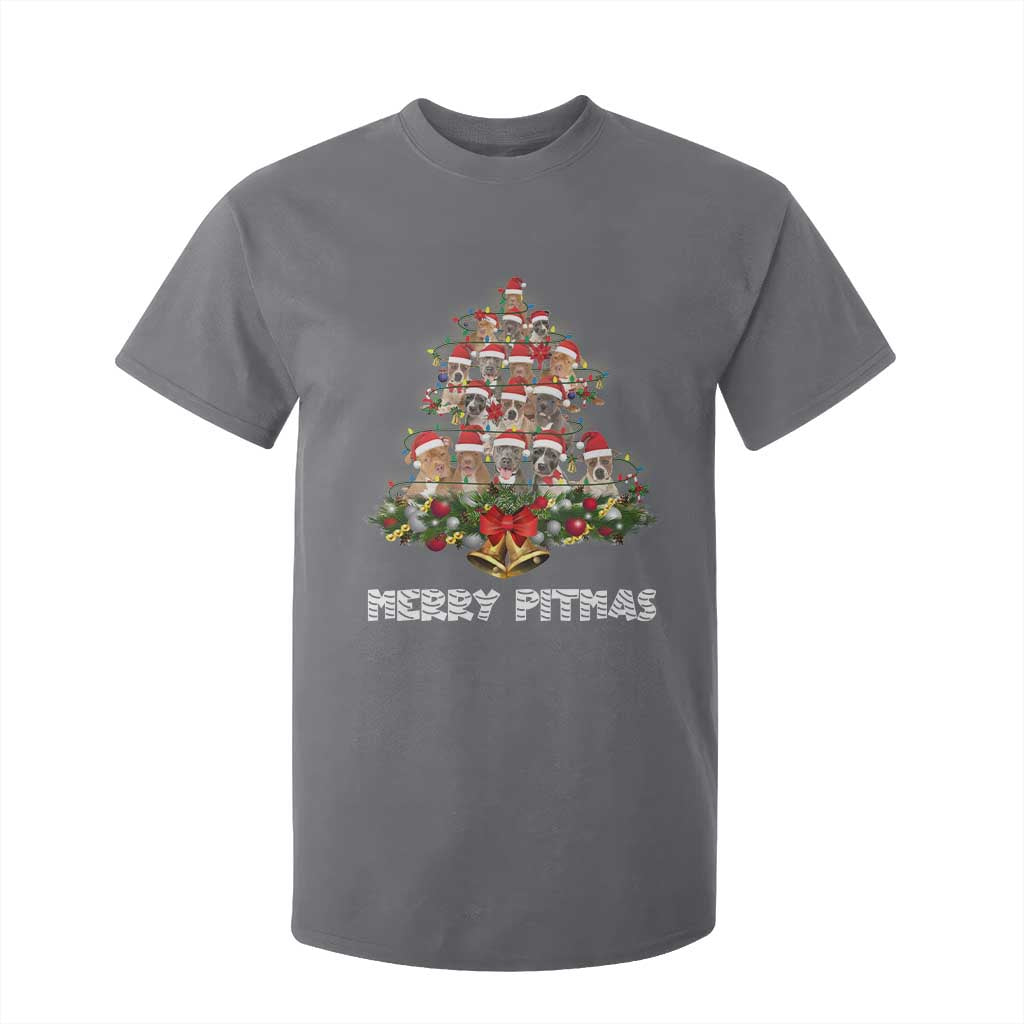 Funny Xmas Pitbull T Shirt For Kid Merry Pitmas Christmas Tree Dog Lover TS09 Charcoal Print Your Wear