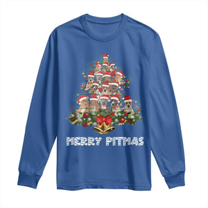 Funny Xmas Pitbull Long Sleeve Shirt Merry Pitmas Christmas Tree Dog Lover TS09 Royal Blue Print Your Wear