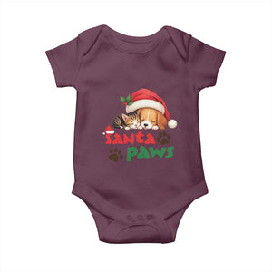 Funny Christmas Santa Paws Dogs And Cats Baby Onesie TS09 Maroon Print Your Wear