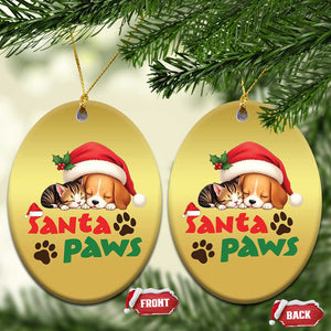 Funny Christmas Santa Paws Dogs And Cats Christmas Ornament TS09 Oval Gold Print Your Wear