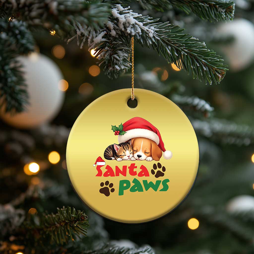 Funny Christmas Santa Paws Dogs And Cats Christmas Ornament TS09 Print Your Wear