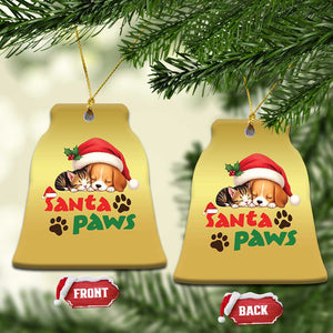 Funny Christmas Santa Paws Dogs And Cats Christmas Ornament TS09 Bell Flake Gold Print Your Wear