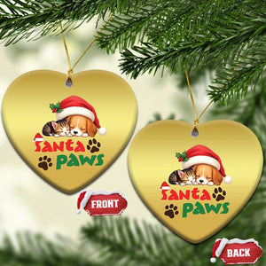 Funny Christmas Santa Paws Dogs And Cats Christmas Ornament TS09 Heart Gold Print Your Wear