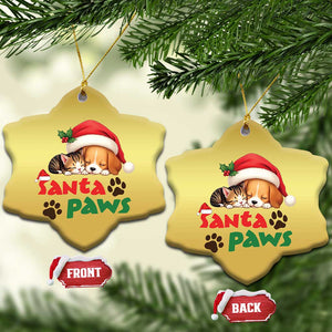 Funny Christmas Santa Paws Dogs And Cats Christmas Ornament TS09 Snow Flake Gold Print Your Wear