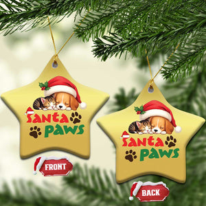 Funny Christmas Santa Paws Dogs And Cats Christmas Ornament TS09 Star Gold Print Your Wear