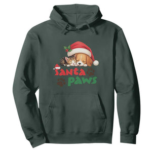 Funny Christmas Santa Paws Dogs And Cats Hoodie TS09 Dark Forest Green Print Your Wear