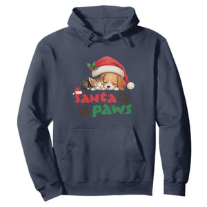 Funny Christmas Santa Paws Dogs And Cats Hoodie TS09 Navy Print Your Wear