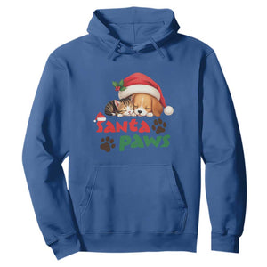 Funny Christmas Santa Paws Dogs And Cats Hoodie TS09 Royal Blue Print Your Wear