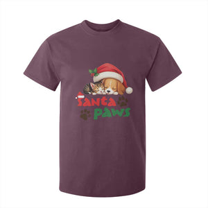 Funny Christmas Santa Paws Dogs And Cats T Shirt For Kid TS09 Maroon Print Your Wear