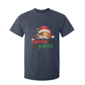 Funny Christmas Santa Paws Dogs And Cats T Shirt For Kid TS09 Navy Print Your Wear