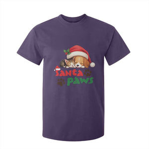 Funny Christmas Santa Paws Dogs And Cats T Shirt For Kid TS09 Purple Print Your Wear