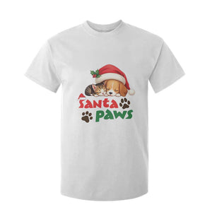 Funny Christmas Santa Paws Dogs And Cats T Shirt For Kid TS09 White Print Your Wear