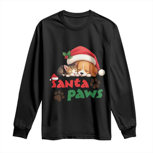 Funny Christmas Santa Paws Dogs And Cats Long Sleeve Shirt TS09 Black Print Your Wear