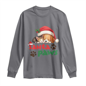 Funny Christmas Santa Paws Dogs And Cats Long Sleeve Shirt TS09 Charcoal Print Your Wear