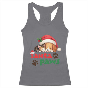 Funny Christmas Santa Paws Dogs And Cats Racerback Tank Top TS09 Charcoal Print Your Wear