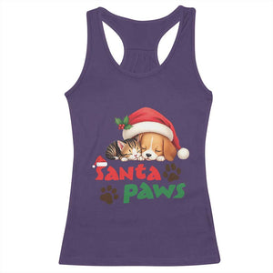 Funny Christmas Santa Paws Dogs And Cats Racerback Tank Top TS09 Purple Print Your Wear