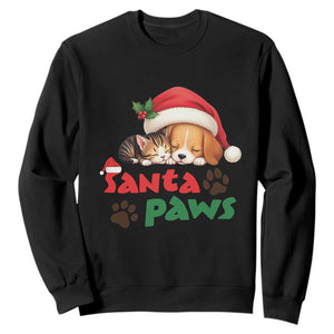 Funny Christmas Santa Paws Dogs And Cats Sweatshirt TS09 Black Print Your Wear