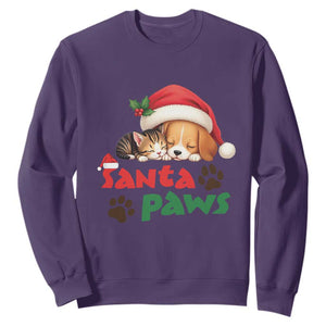 Funny Christmas Santa Paws Dogs And Cats Sweatshirt TS09 Purple Print Your Wear