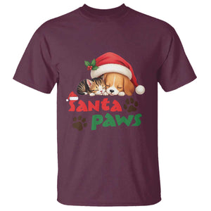 Funny Christmas Santa Paws Dogs And Cats T Shirt TS09 Maroon Print Your Wear