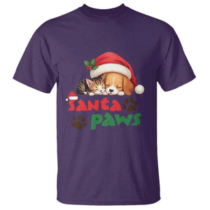 Funny Christmas Santa Paws Dogs And Cats T Shirt TS09 Purple Print Your Wear