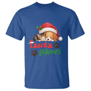 Funny Christmas Santa Paws Dogs And Cats T Shirt TS09 Royal Blue Print Your Wear