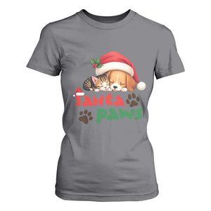 Funny Christmas Santa Paws Dogs And Cats T Shirt For Women TS09 Charcoal Print Your Wear