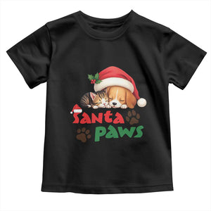 Funny Christmas Santa Paws Dogs And Cats Toddler T Shirt TS09 Black Print Your Wear