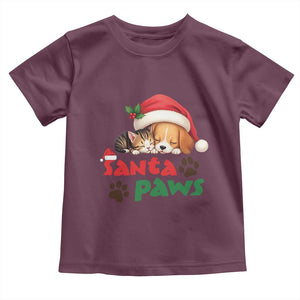 Funny Christmas Santa Paws Dogs And Cats Toddler T Shirt TS09 Maroon Print Your Wear