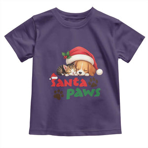 Funny Christmas Santa Paws Dogs And Cats Toddler T Shirt TS09 Purple Print Your Wear