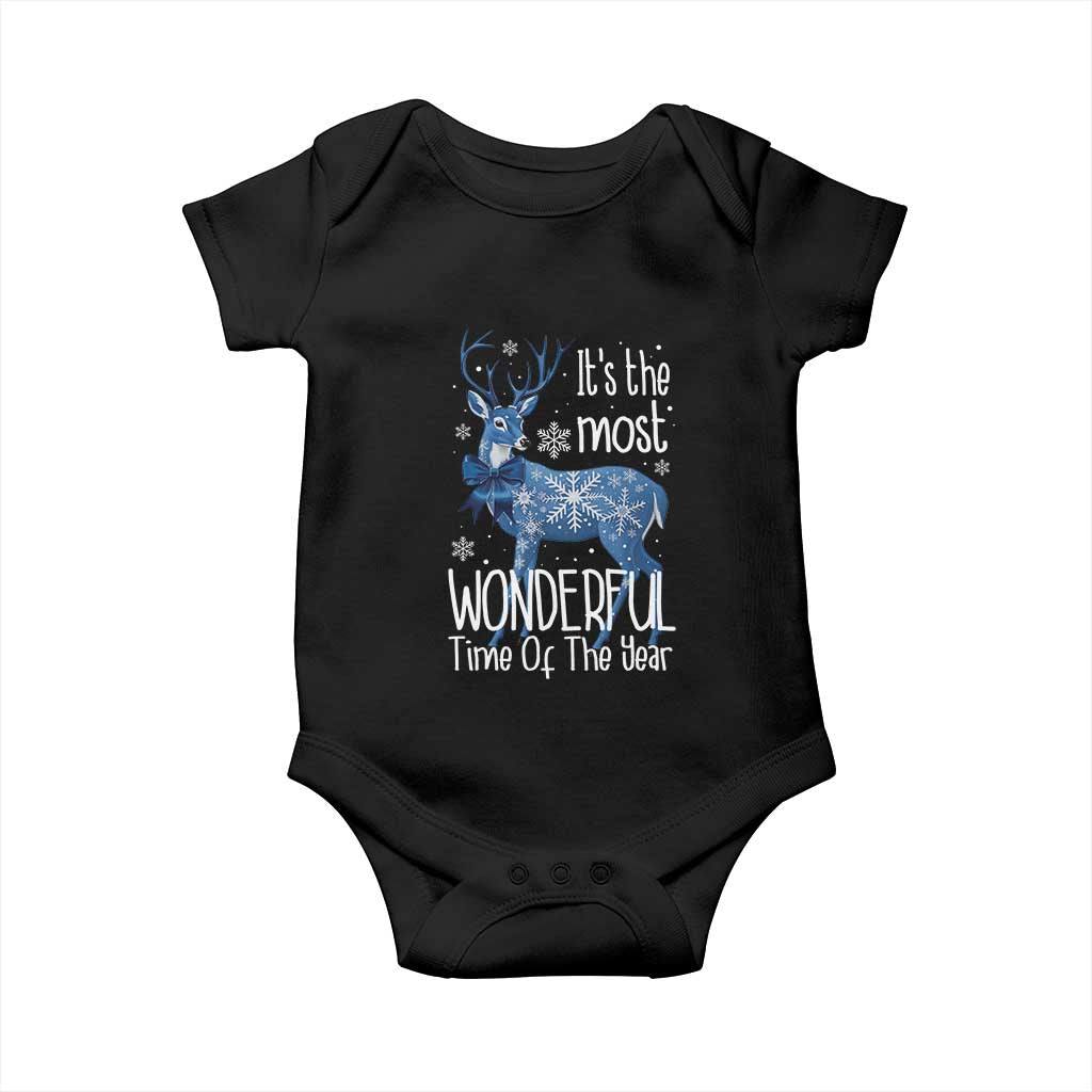 Chrismtas Reindeer Coquette Baby Onesie It's The Most Wonderful Time Of The Year TS09 Black Print Your Wear
