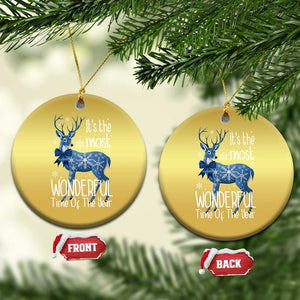 Xmas Reindeer Coquette Christmas Ornament It's The Most Wonderful Time Of The Year TS09 Circle Gold Print Your Wear