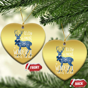 Xmas Reindeer Coquette Christmas Ornament It's The Most Wonderful Time Of The Year TS09 Heart Gold Print Your Wear