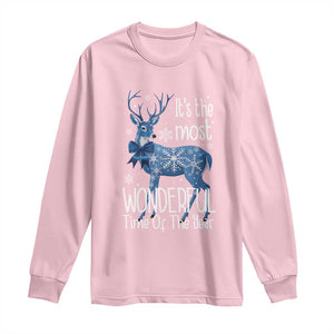 Chrismtas Reindeer Coquette Long Sleeve Shirt It's The Most Wonderful Time Of The Year TS09 Light Pink Print Your Wear