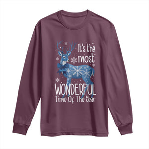 Chrismtas Reindeer Coquette Long Sleeve Shirt It's The Most Wonderful Time Of The Year TS09 Maroon Print Your Wear