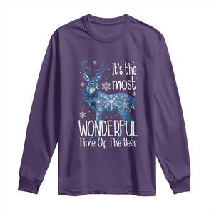 Chrismtas Reindeer Coquette Long Sleeve Shirt It's The Most Wonderful Time Of The Year TS09 Purple Print Your Wear