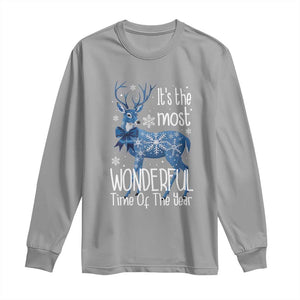 Chrismtas Reindeer Coquette Long Sleeve Shirt It's The Most Wonderful Time Of The Year TS09 Sport Gray Print Your Wear