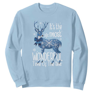 Chrismtas Reindeer Coquette Sweatshirt It's The Most Wonderful Time Of The Year TS09 Light Blue Print Your Wear