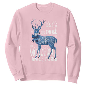 Chrismtas Reindeer Coquette Sweatshirt It's The Most Wonderful Time Of The Year TS09 Light Pink Print Your Wear