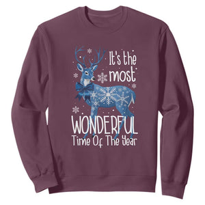 Chrismtas Reindeer Coquette Sweatshirt It's The Most Wonderful Time Of The Year TS09 Maroon Print Your Wear