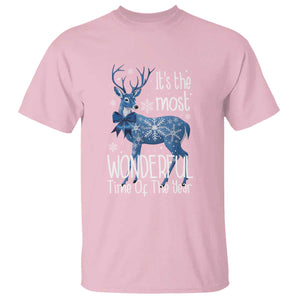 Chrismtas Reindeer Coquette T Shirt It's The Most Wonderful Time Of The Year TS09 Light Pink Print Your Wear