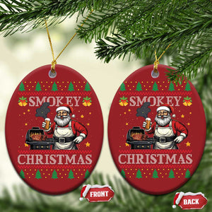 Funny Xmas Grilling Christmas Ornament Smokey Xmas BBQ Santa Grill Roast On Smoker TS09 Oval Red Print Your Wear