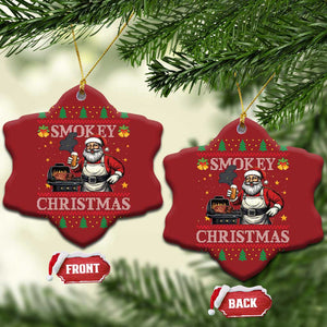 Funny Xmas Grilling Christmas Ornament Smokey Xmas BBQ Santa Grill Roast On Smoker TS09 Snow Flake Red Print Your Wear